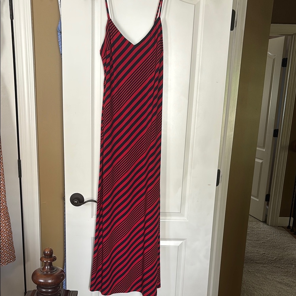 Ralph Lauren Red and Blue Sleeveless Maxi Dress